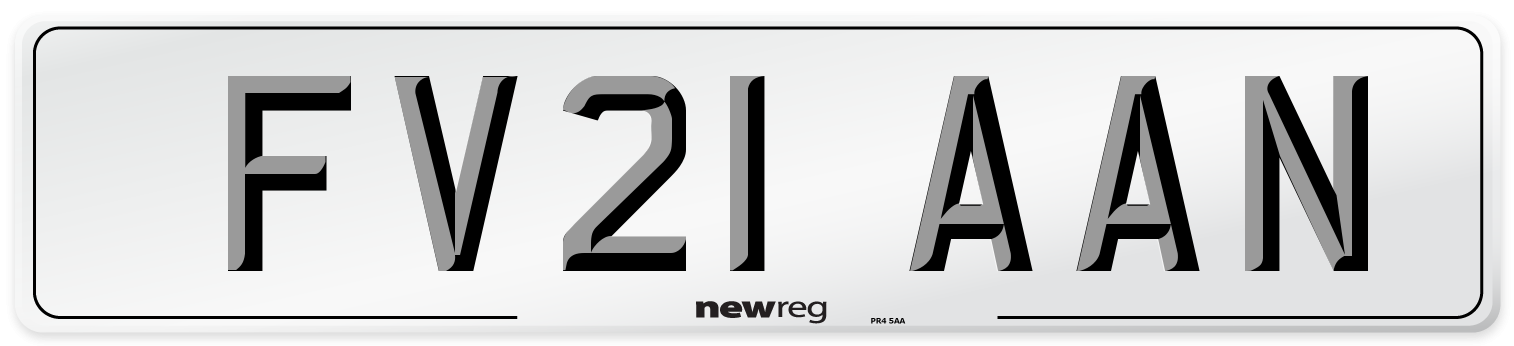 FV21 AAN Number Plate from New Reg